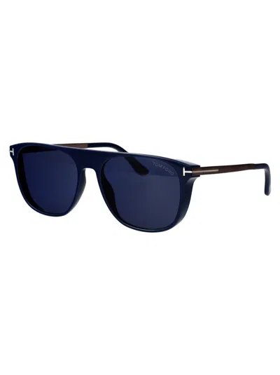 Tom Ford Rectangular Sunglasses In Blue