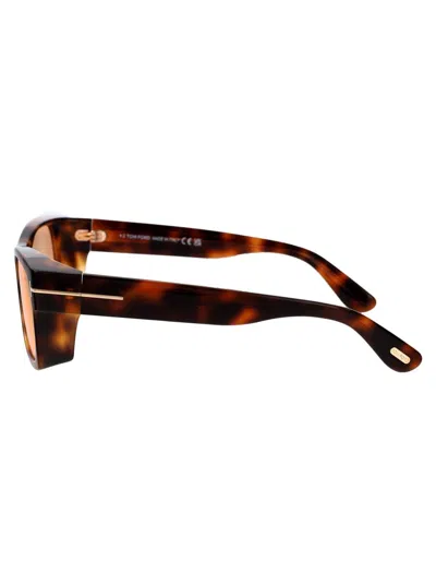 Tom Ford Juan Rectangular Sunglasses In Orange Havana