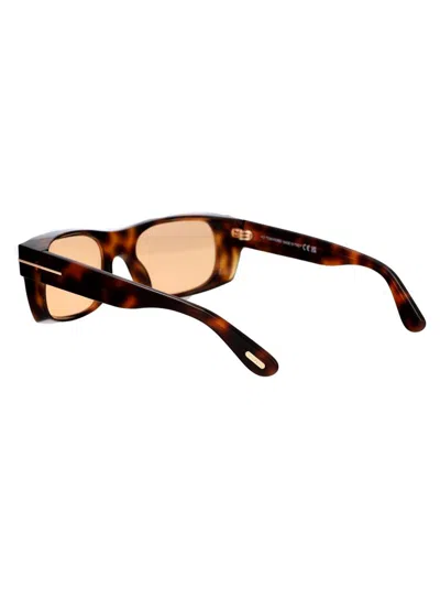 Tom Ford Juan Rectangular Sunglasses In Orange Havana