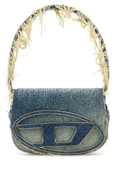 Diesel Embellished Denim 1dr Shoulder Bag In Blue