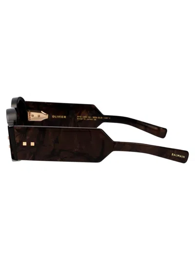 Balmain Eyewear In Brn - Gld