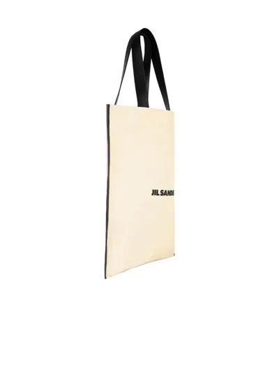 Jil Sander Beige Canvas Shopping Bag In Beige