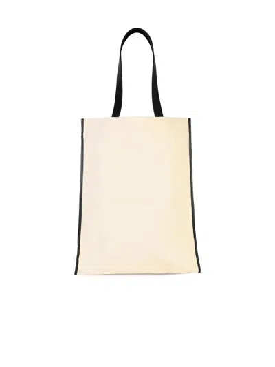 Jil Sander Beige Canvas Shopping Bag In Beige