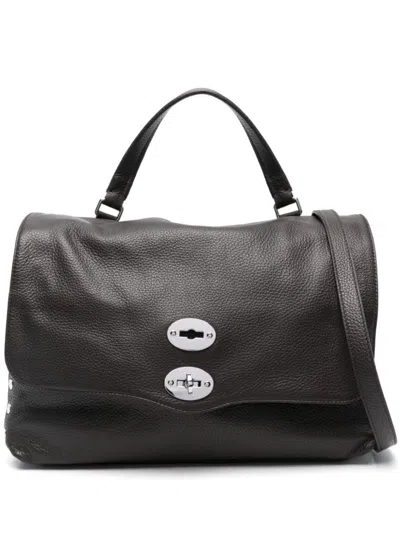 Zanellato Tumbled Leather Medium Postina Daily Day Bags In Brown