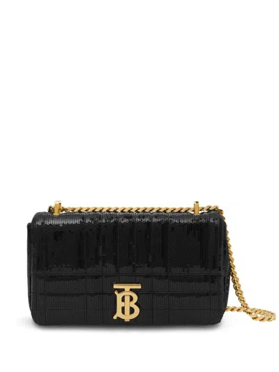 Burberry Sequinned Quilted Small Lola Bag In Black