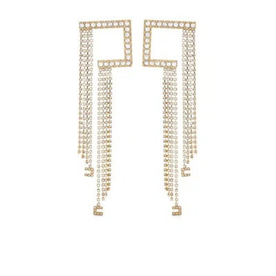 Elisabetta Franchi Crystal-fringe Dangle Earrings In Gold