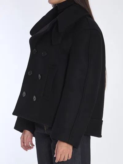 Saint Laurent Oversize Pea Coat In Black