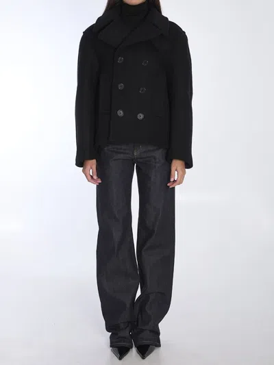 Saint Laurent Oversize Pea Coat In Black