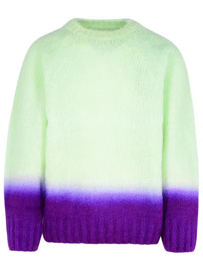 791 Sacai 'gradation' Green Alpaca Blend Sweater In Green