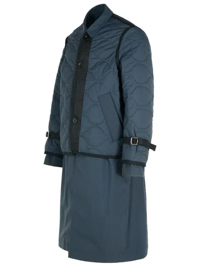 791 Sacai 'quilted' Navy Polyester Parka In Navy