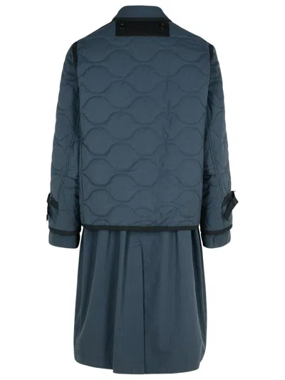 791 Sacai 'quilted' Navy Polyester Parka In Navy