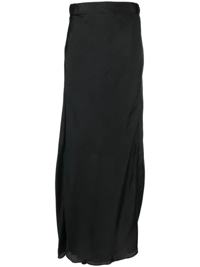 Forte Forte Satin Midi-skirt In Black