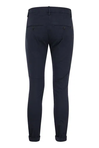 Dondup Trousers With Cuffed Hem And Button Detail In Blue