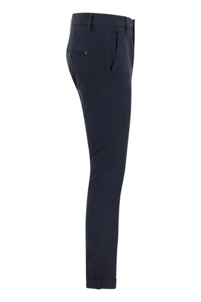 Dondup Trousers With Cuffed Hem And Button Detail In Blue