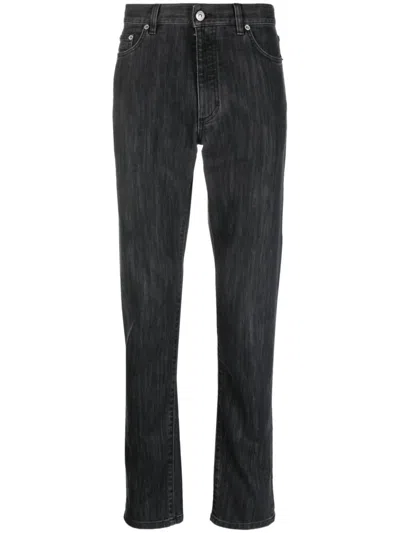Zegna Jean Roccia En Lin Et Coton Extensible Taupe Foncé In 001
