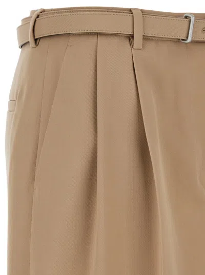 Jil Sander Beige Pants With High Waist And Belt And Pences On The Front In Cotton Woman In Beige