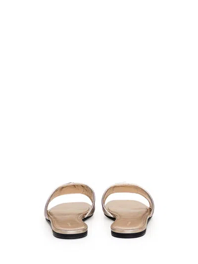 Givenchy Silver Flat Sandals With 4g Detail In Metallic Leather Woman In Gold
