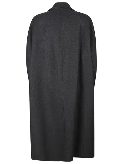 Max Mara V-neck Long-sleeved Coat In Grey