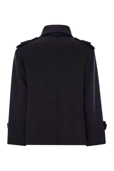 Shop Max Mara Laveno - Wool And Cashmere Over Trench Coat In Blue