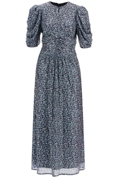 Rotate Birger Christensen Sequinned Printed Maxi Dress In Blue