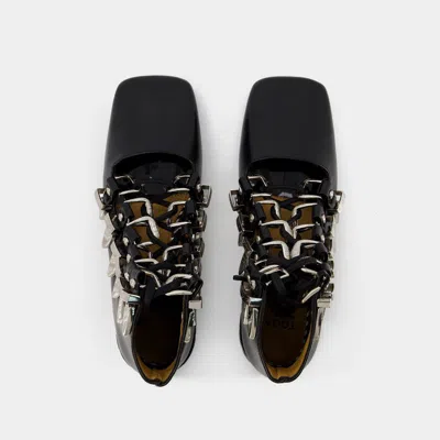Toga Buckled Lace-up Leather Sandals In Black
