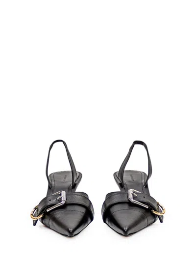 Givenchy Voyou Buckled Textured-leather Slingback Pumps In Black