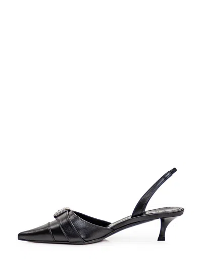 Givenchy Voyou Buckled Textured-leather Slingback Pumps In Black