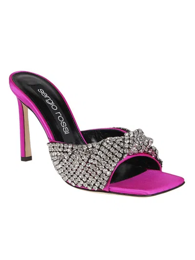Sergio Rossi Sr Tyra 95 Crystal-embellished Satin Mules In Multicolor