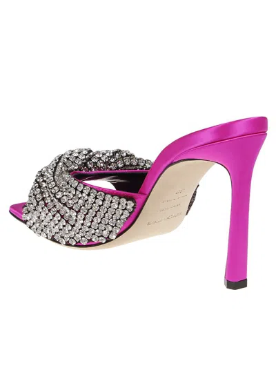 Sergio Rossi Sr Tyra 95 Crystal-embellished Satin Mules In Multicolor