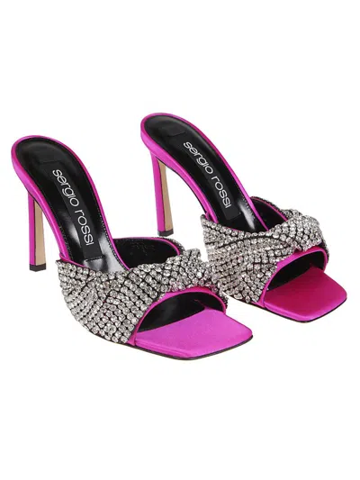 Sergio Rossi Sr Tyra 95 Crystal-embellished Satin Mules In Multicolor