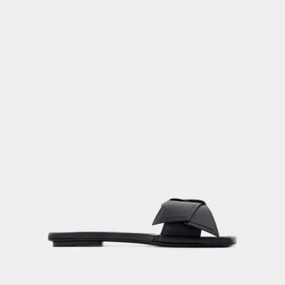 Acne Studios Bow-detailing Leather Slides In Black