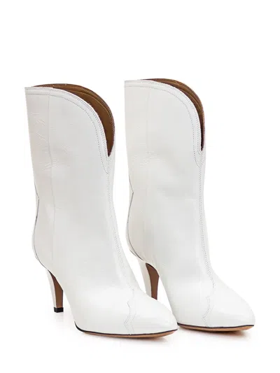 Isabel Marant Dythey Leather Western Boot In White