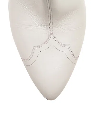 Isabel Marant Dythey Leather Western Boot In White