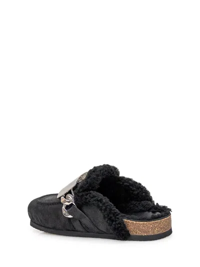 Jw Anderson Shearling Mules In Black