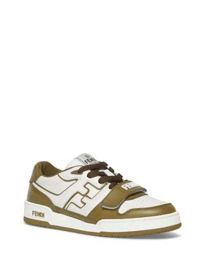Fendi Green Match Leather Sneakers In Green