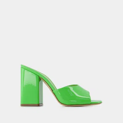 Paris Texas Anja Block Heel Patent Leather Mule In Green