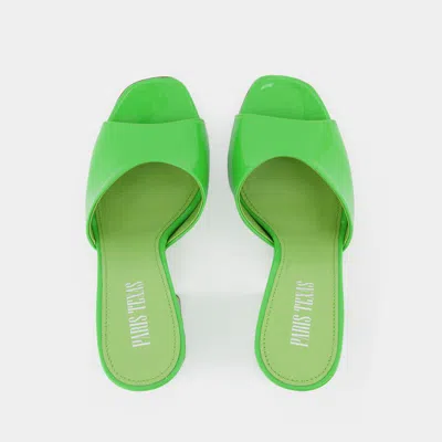 Paris Texas Anja Block Heel Patent Leather Mule In Green