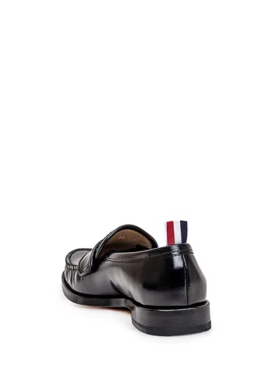 Thom Browne Leather Loafers With Round Toe And Rubber Sole In Black