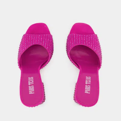 Paris Texas Holly Anja Embellished Suede Mules In Pink