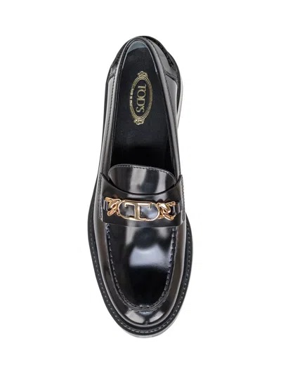 Tod's Leather Moccasin In Black