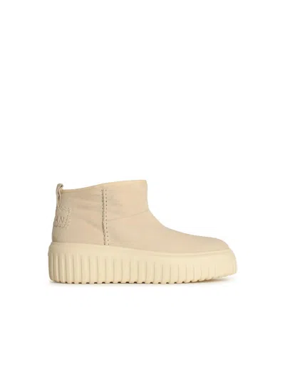 Hogan 'h645' Cream Leather Ankle Boots In Beige
