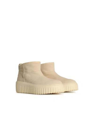 Hogan 'h645' Cream Leather Ankle Boots In Beige