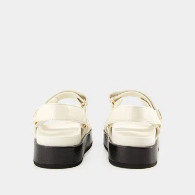 Tory Burch Pave Geo Bombe Miller Low Heel Sandal Shoes In White