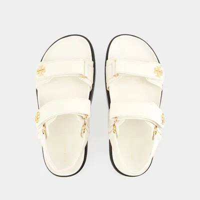 Tory Burch Pave Geo Bombe Miller Low Heel Sandal Shoes In White