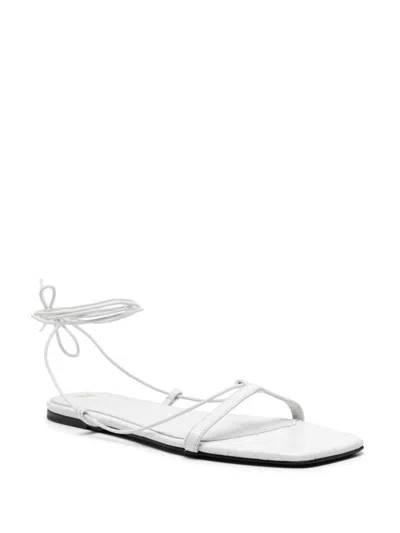Totême The Croco Lace-up Leather Sandals In White