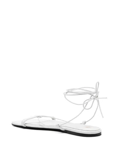 Totême The Croco Lace-up Leather Sandals In White
