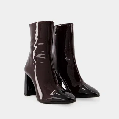 Carel Paris Patent Letaher Ankle Boots With Heel 8,5cm In Brown