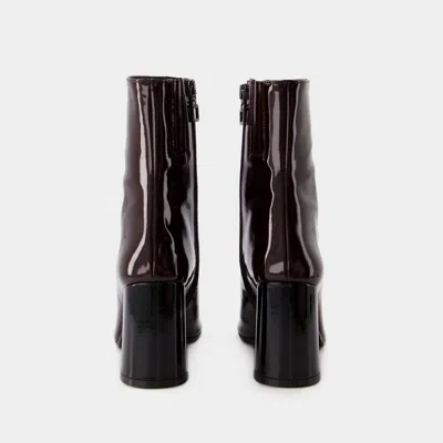 Carel Paris Patent Letaher Ankle Boots With Heel 8,5cm In Brown