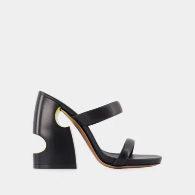 Off-white Tonal Meteor Block Leather Mules In Black