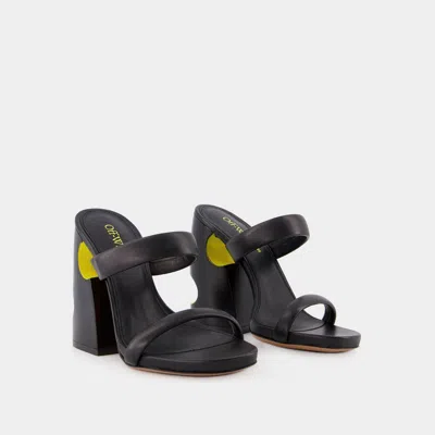 Off-white Tonal Meteor Block Leather Mules In Black